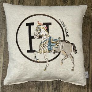 Embroidered Horse Throw Pillow